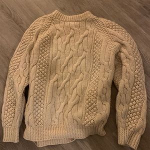 Hand knit cable wool fisherman sweater